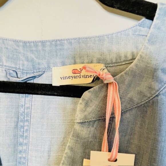 Vineyard Vines Chambray Short Sleeve Popover Tunic Shirt Dress NEW NWT XL - Picture 5 of 6